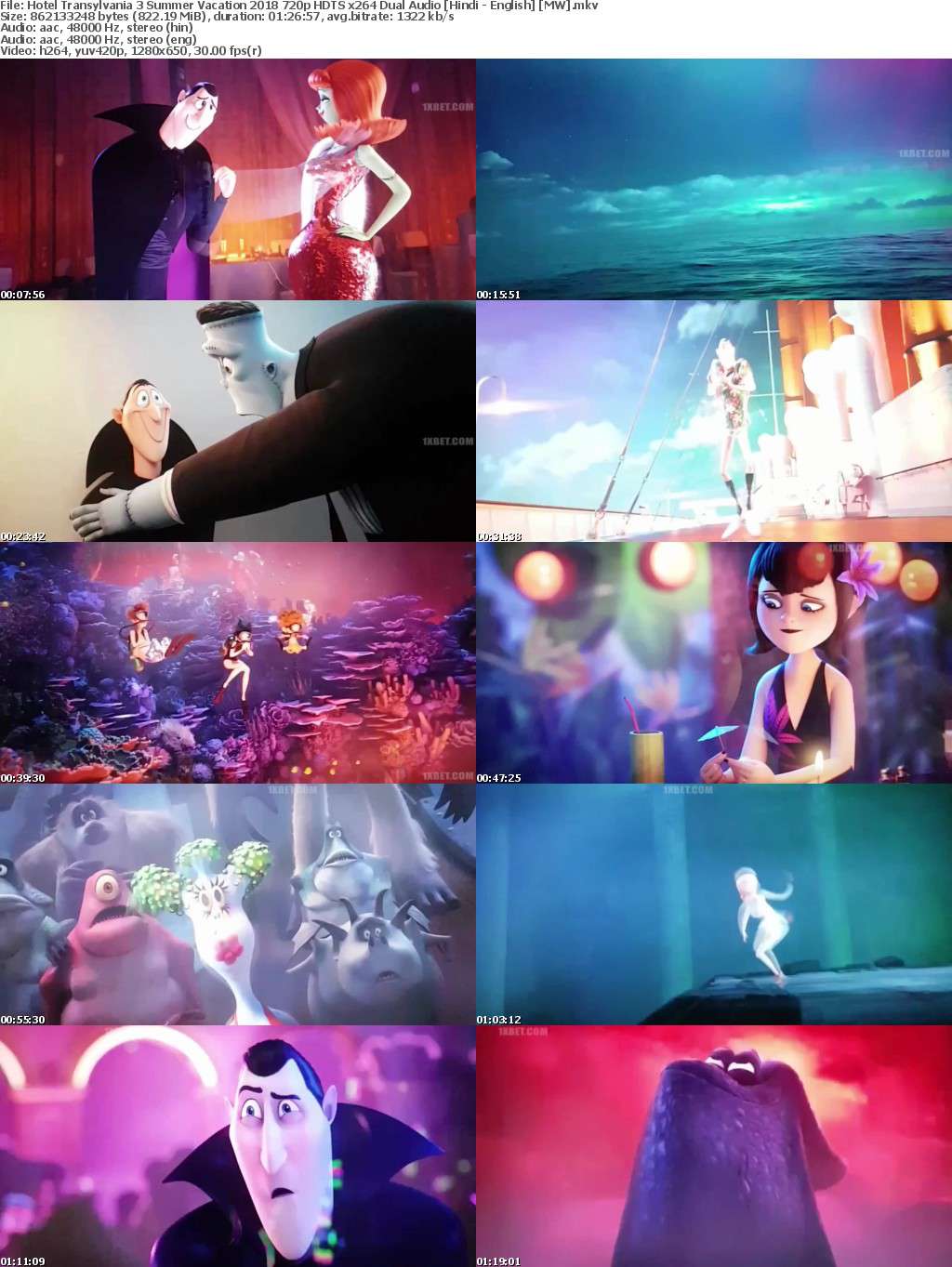 Hotel Transylvania 3 Summer Vacation (2018) 720p HDTS x264 Dual Audio Hindi - English MW