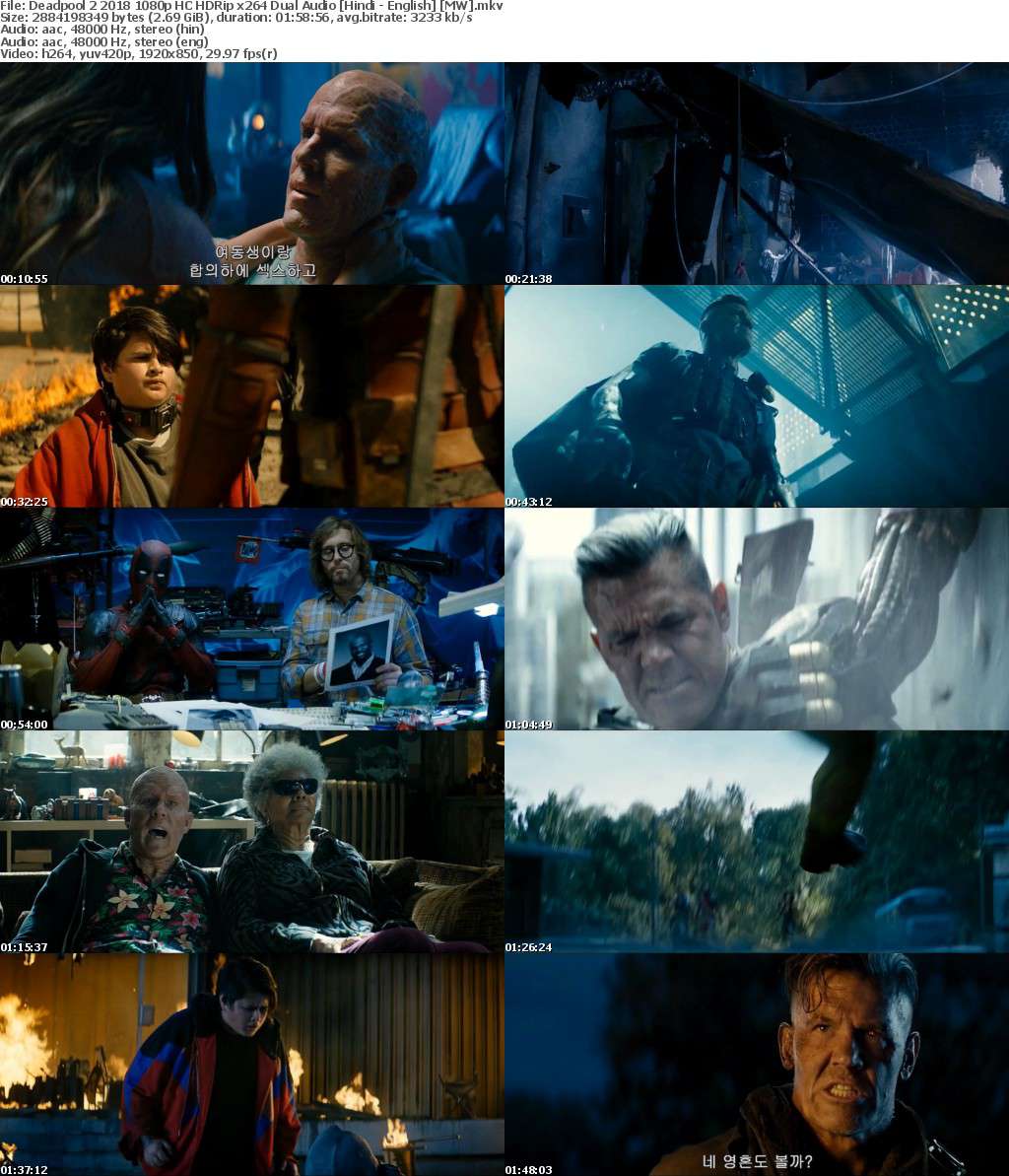 Deadpool 2 (2018) 1080p HC HDRip x264 Dual Audio Hindi - English MW