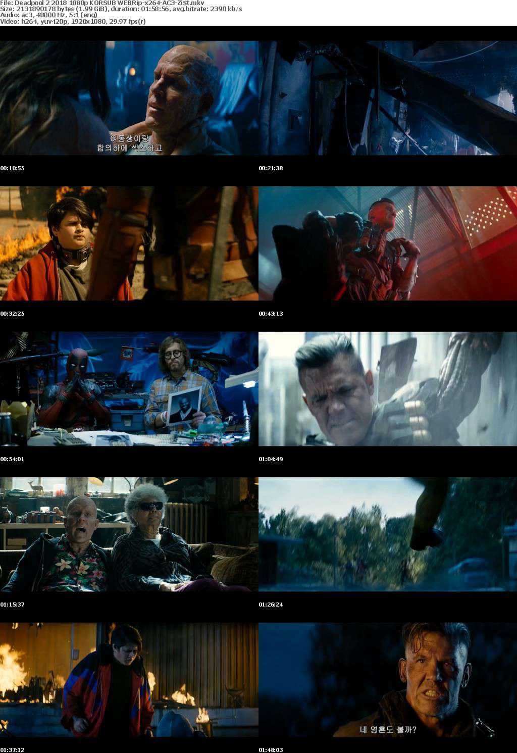 Deadpool 2 (2018) 1080p KORSUB WEBRip-x264-AC3-ZiSt