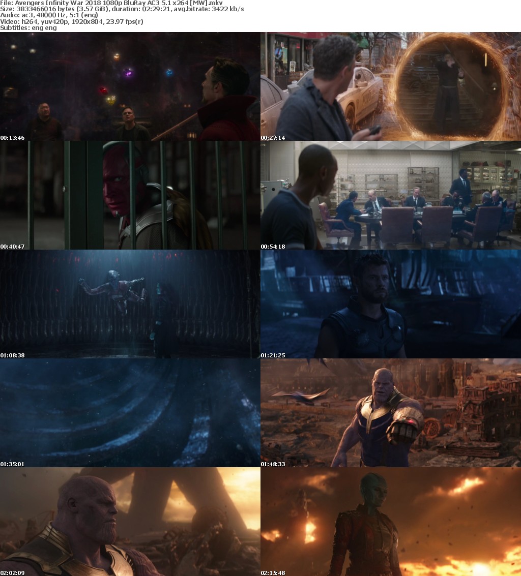 Avengers Infinity War (2018) 1080p BluRay AC3 5.1-MW