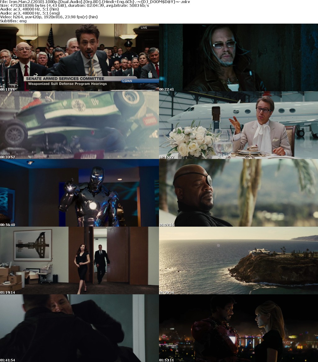 Iron Man 2 (2010) 1080p BluRay Dual Audio Org BD Hindi+Eng 6Ch-DOOMSDAY