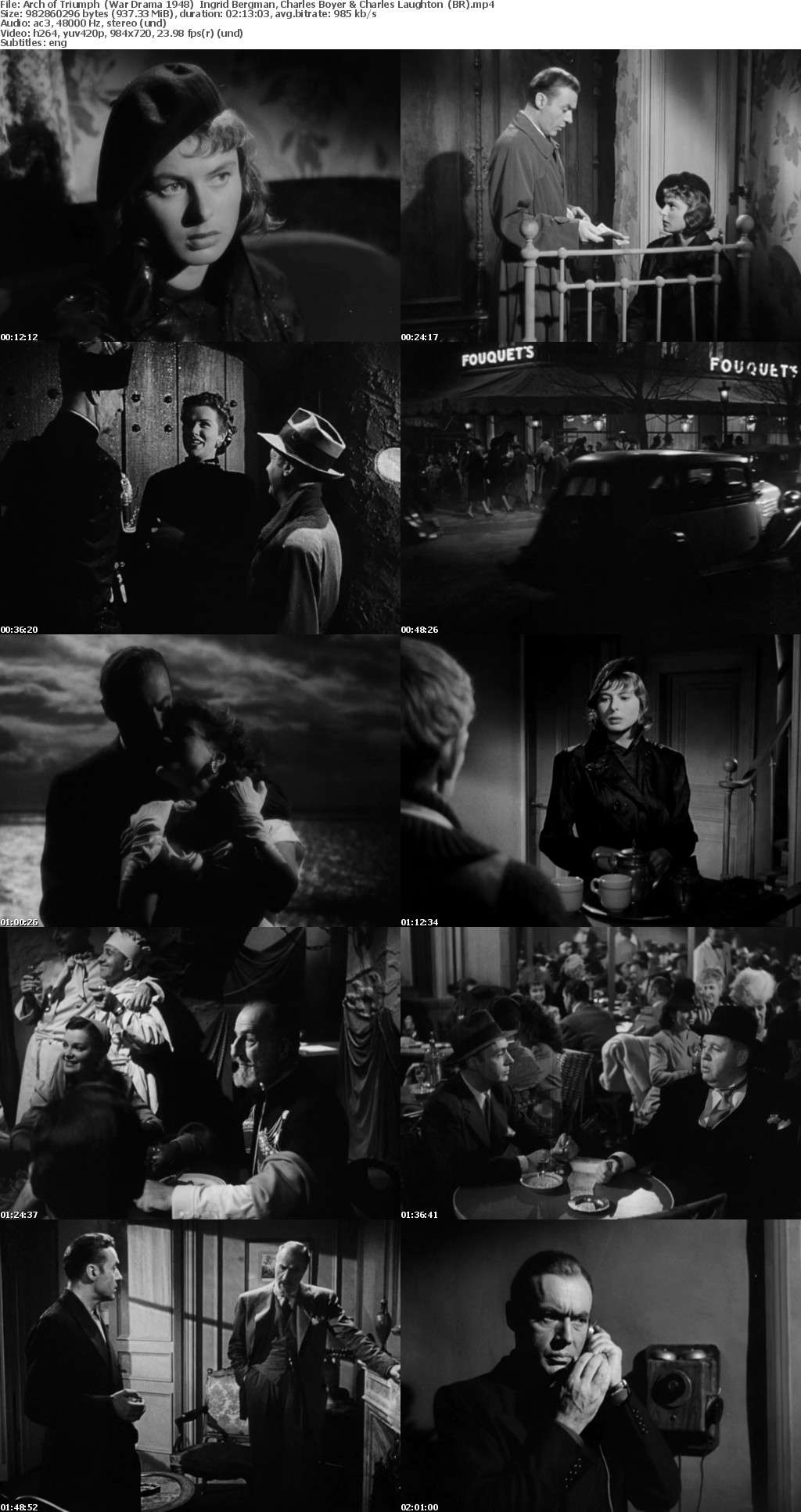 Arch of Triumph (War Drama 1948) Ingrid Bergman 720p BrRip