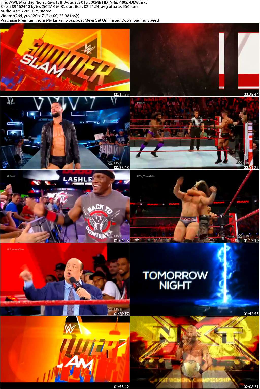 WWE Monday Night Raw 13th August 2018 500MB HDTVRip 480p-DLW