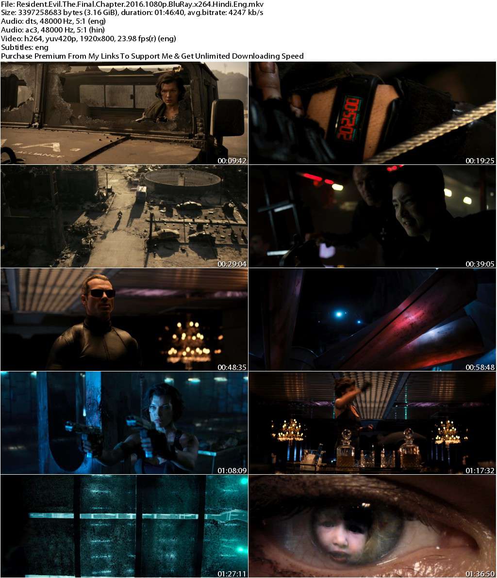 Resident Evil The  Final Chapter (2016) 1080p BluRay x264 [Hindi+English] 5.1-DLW