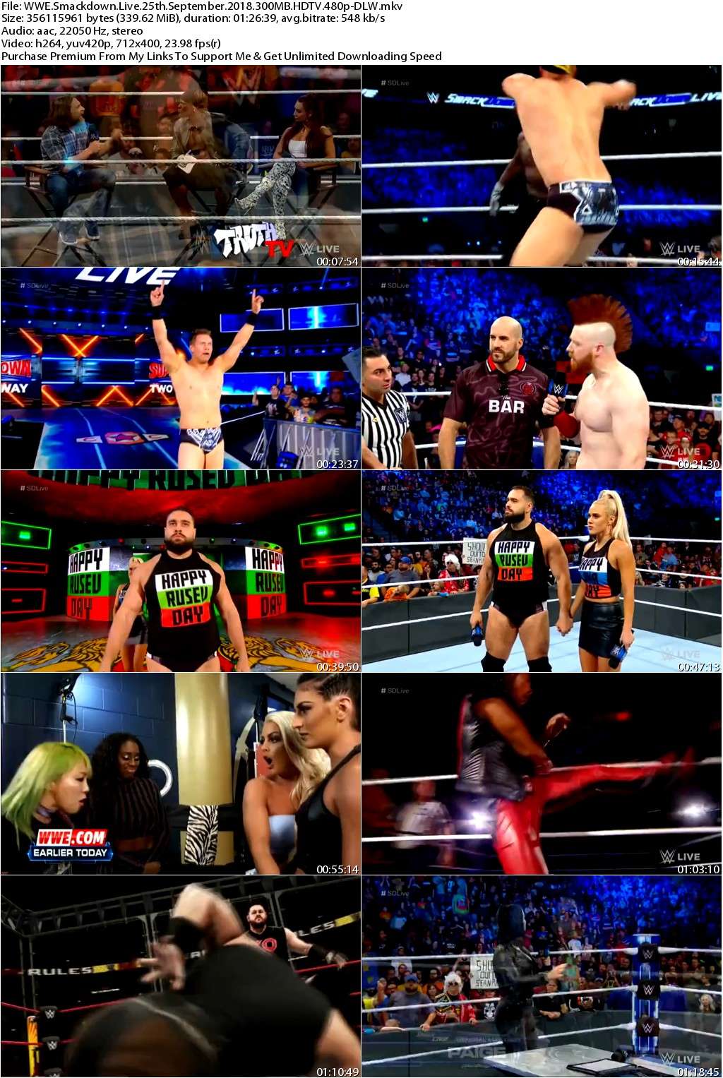 WWE Smackdown Live 25th September 2018 300MB HDTV 480p-DLW