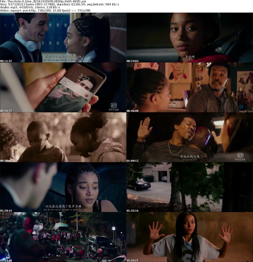 The Hate U Give (2018) CHISUB HDRip XviD-AVID