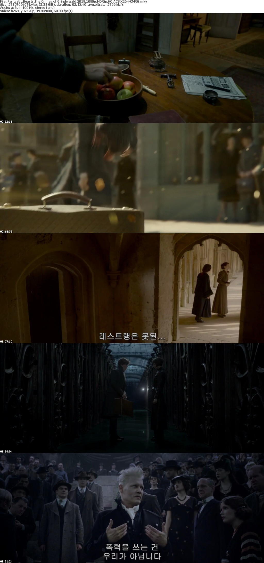 Fantastic Beasts The Crimes of Grindelwald 2018 1080p HDRip HC AC3 X264-CMRG Fantastic Beasts The Crimes of Grindelwald 2018 1080p HDRip HC AC3 X264-CMRG