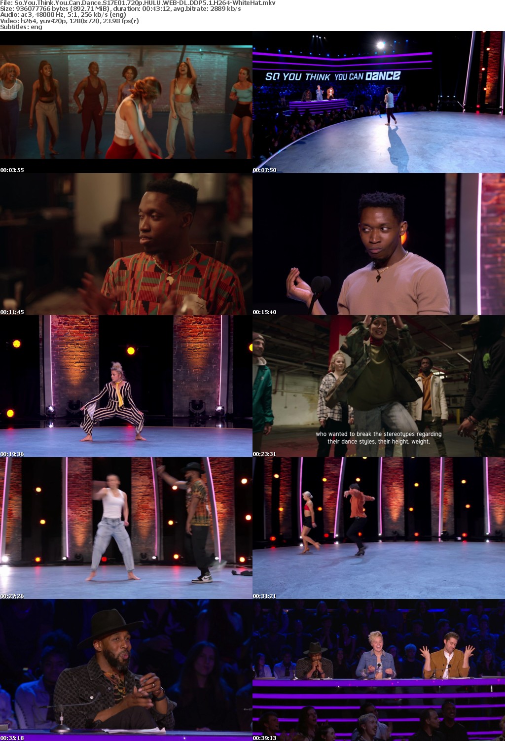 So You Think You Can Dance S17E01 720p HULU WEBRip DDP5 1 x264-WhiteHat