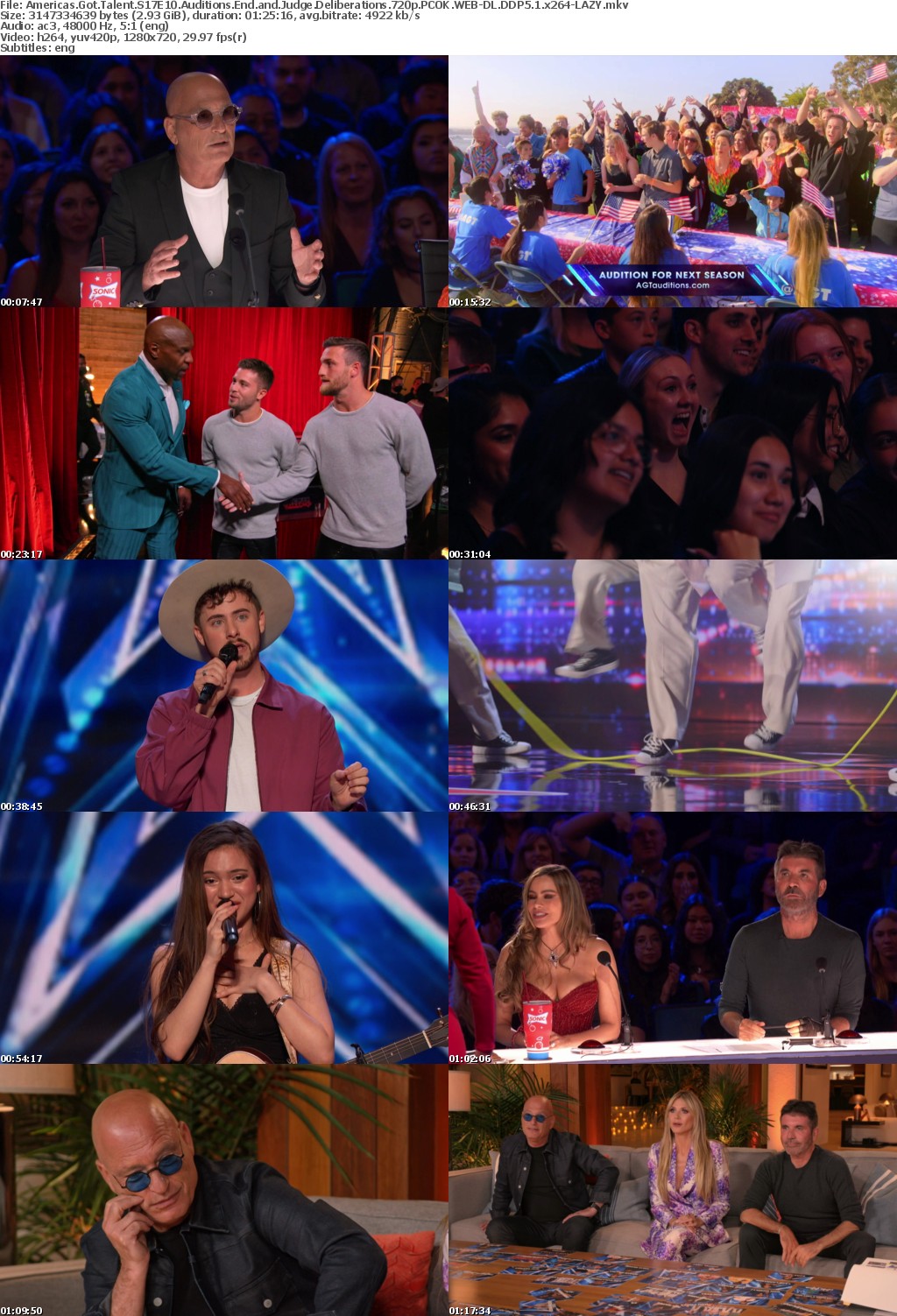 Americas Got Talent S17E10 Auditions End and Judge Deliberations 720p PCOK WEBRip DDP5 1 x264-LAZY
