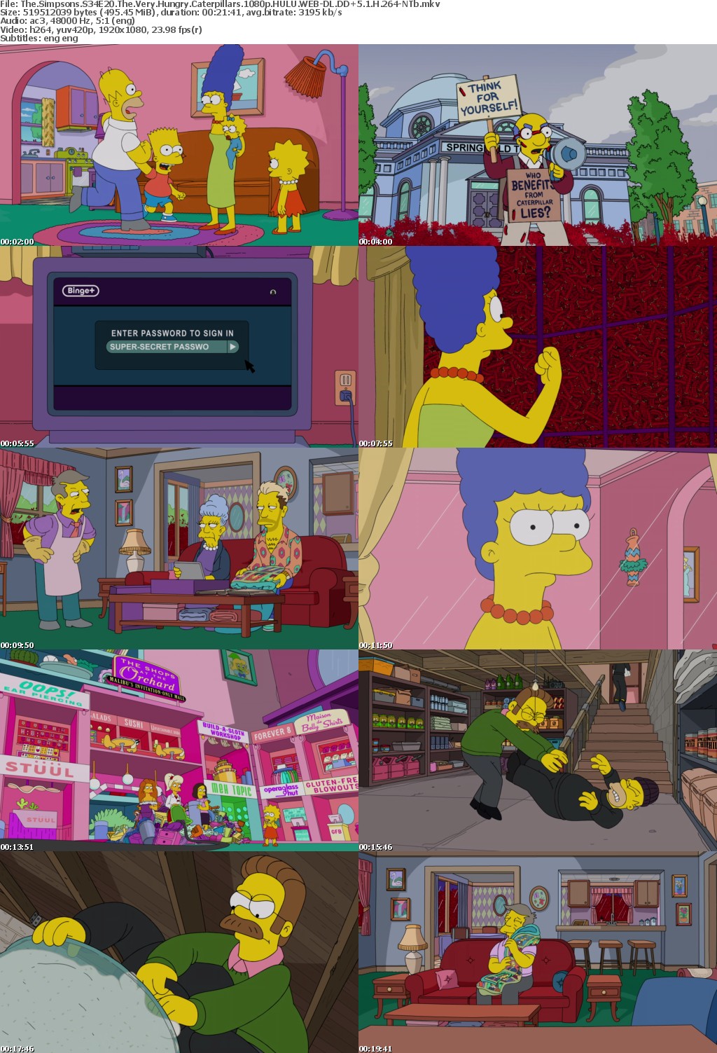 The Simpsons S34E20 The Very Hungry Caterpillars 1080p HULU WEBRip DDP5 1 x264-NTb